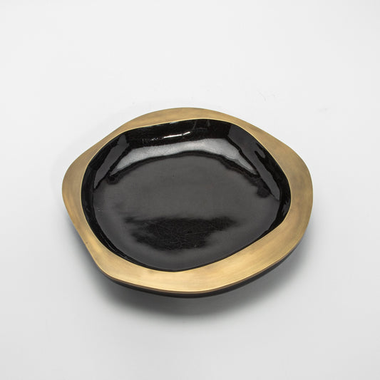 Bowl in Black Shell with Bronze Patina Brass Details by R&Y Augousti