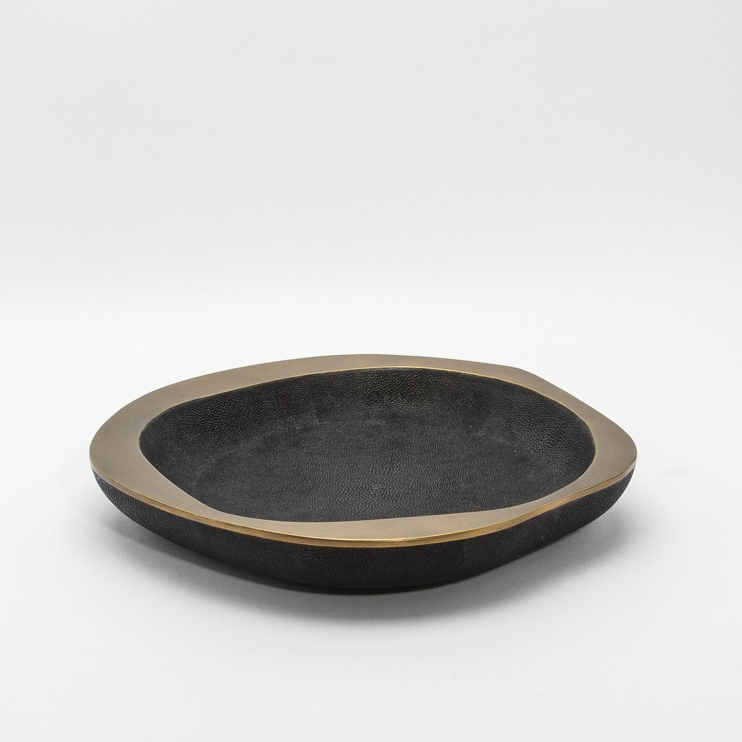 Bowl in Black Shagreen with Bronze Patina Brass Details by R&Y Augousti
