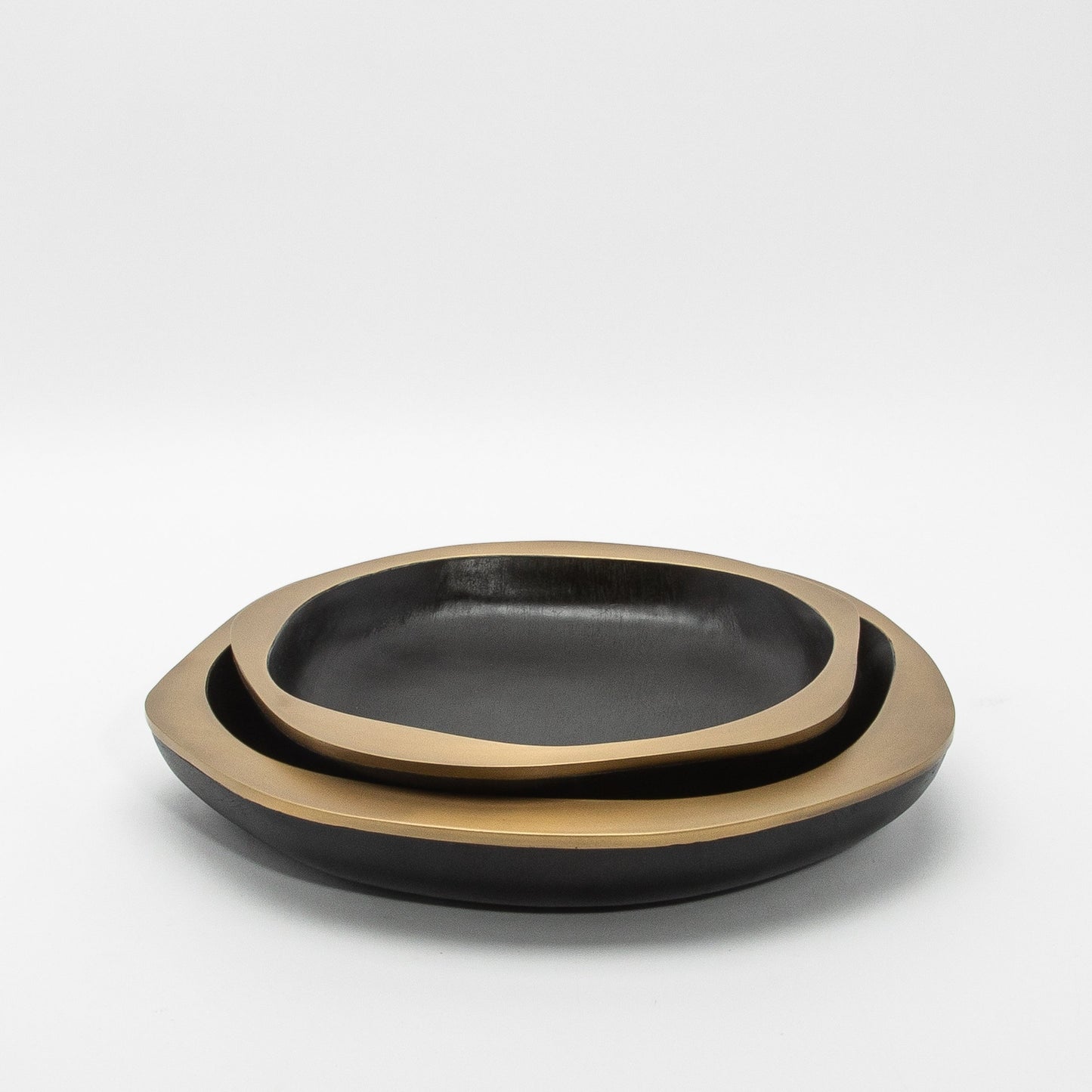Bowl in Black Oak with Bronze Patina Brass Details by R&Y Augousti