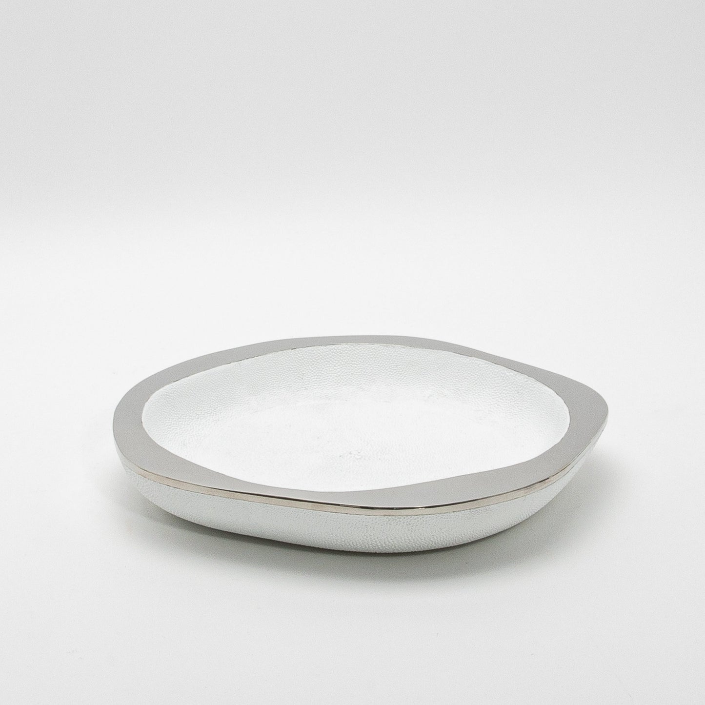 Bowl in White Shagreen with Stainless Steel Details by R&Y Augousti