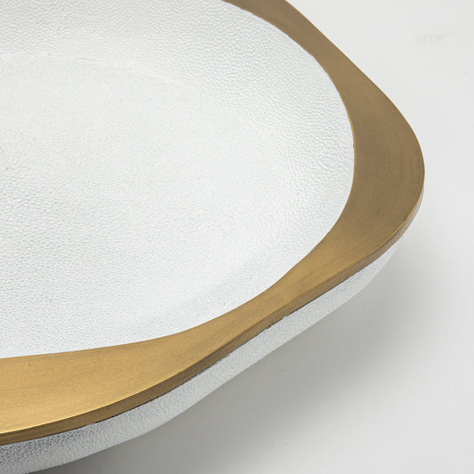 Bowl in White Shagreen with Bronze Patina Brass Details R&Y Augousti