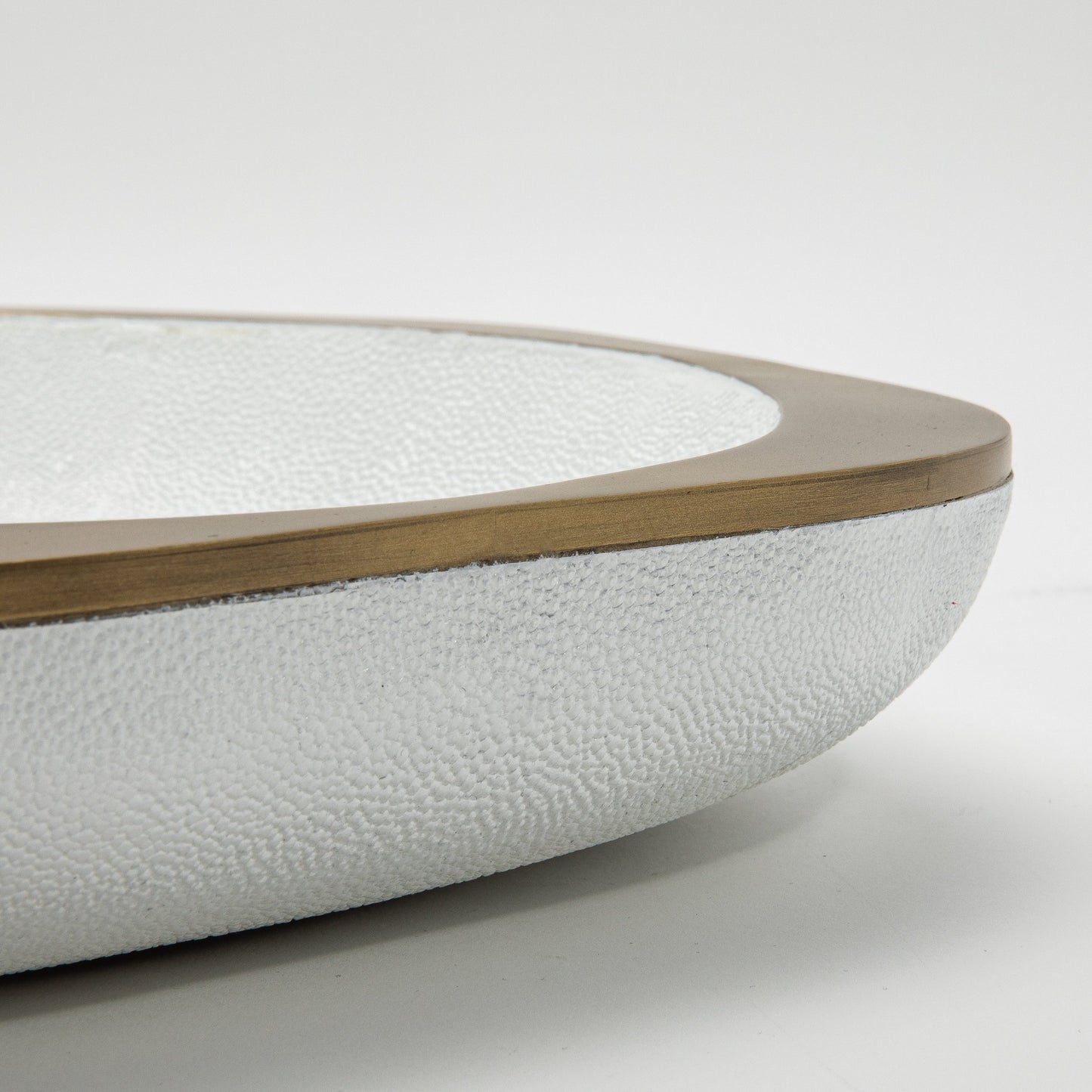 Bowl in White Shagreen with Bronze Patina Brass Details R&Y Augousti