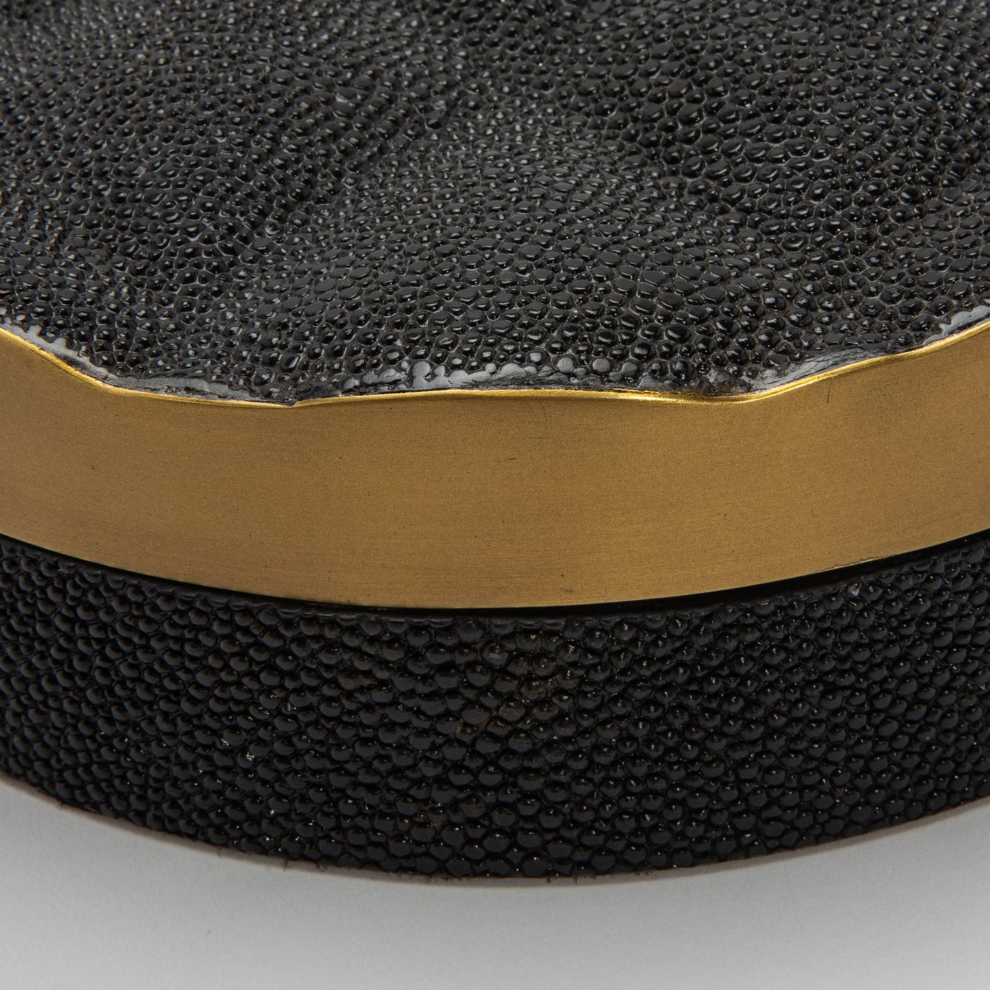 Set of 2 Quilted Boxes in Black Shagreen with Bronze Patina Brass by Kifu Paris