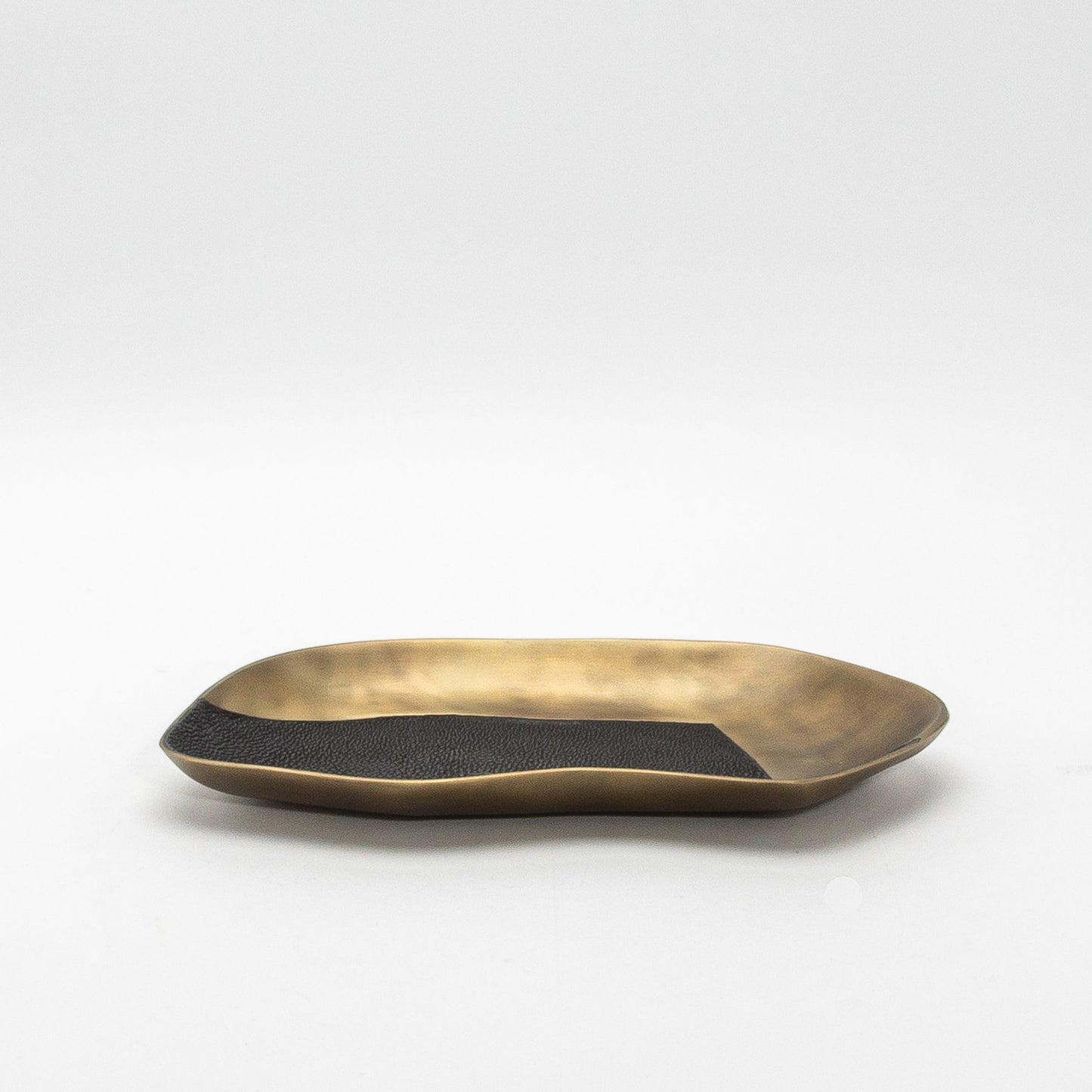 Bowl in Bronze Patina Brass with Black Shagreen Details by KIFU Paris