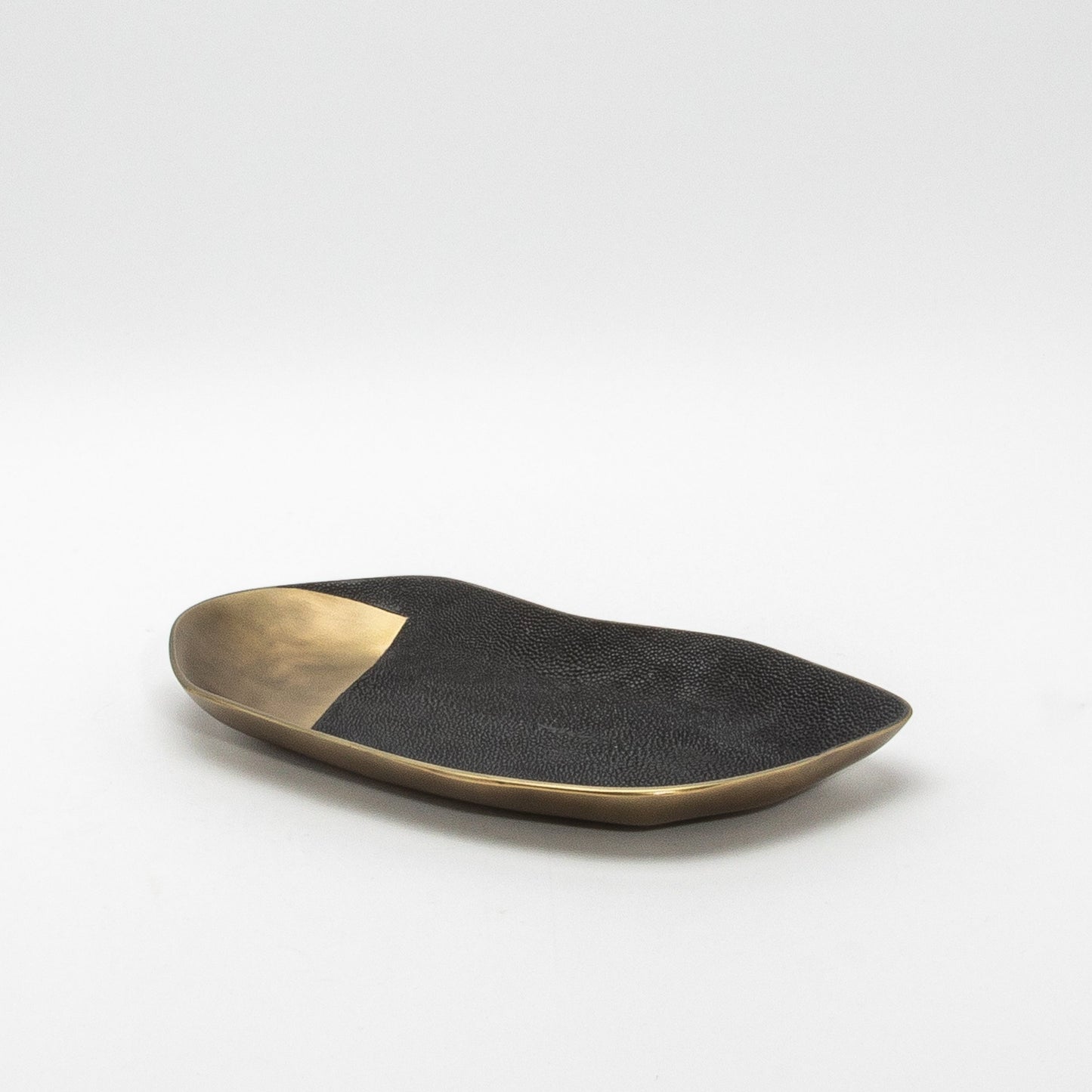 Bowl in Bronze Patina Brass with Black Shagreen Details by KIFU Paris