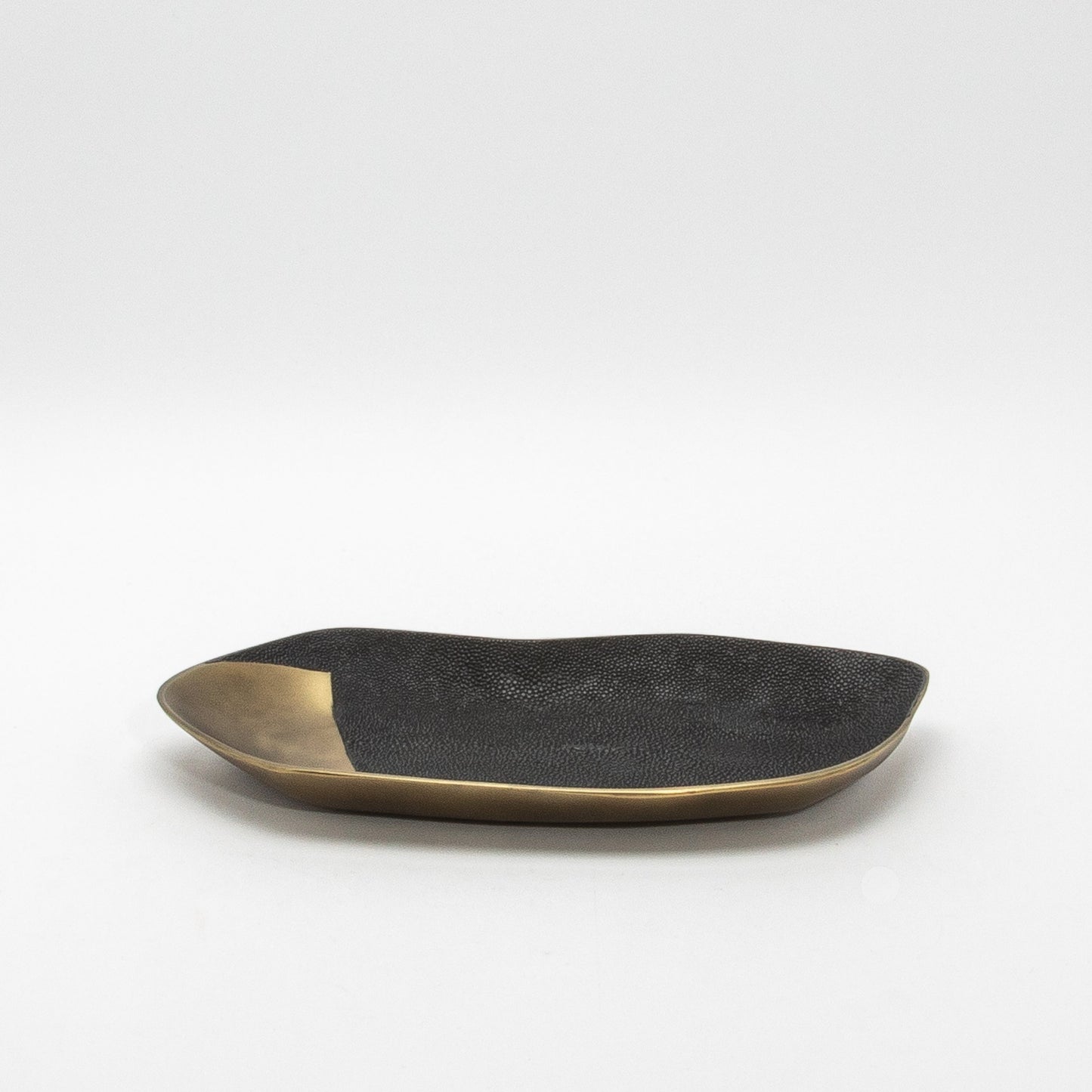 Bowl in Bronze Patina Brass with Black Shagreen Details by KIFU Paris