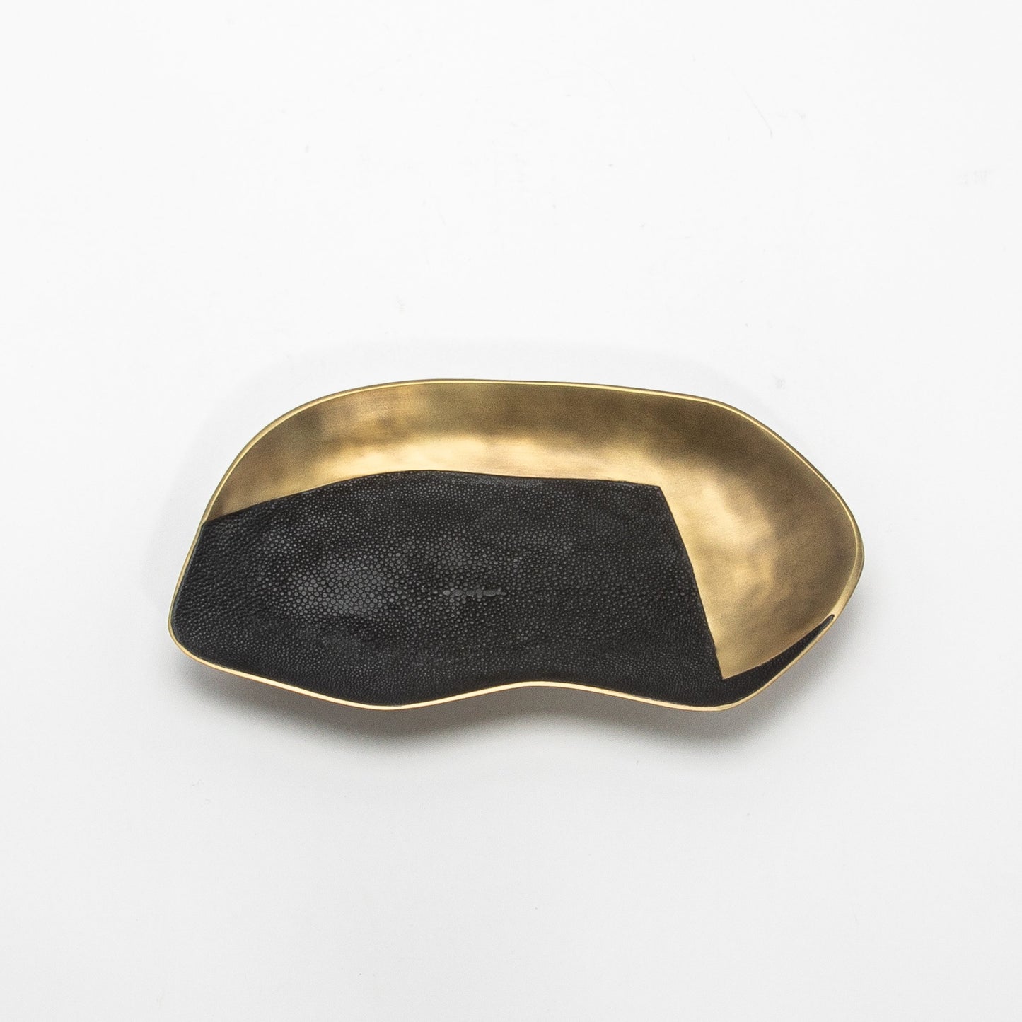 Bowl in Bronze Patina Brass with Black Shagreen Details by KIFU Paris