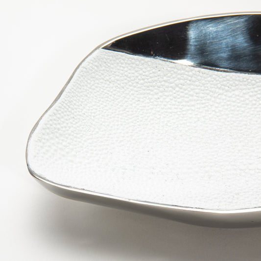 Bowl in Stainless Steel with White Shagreen Details by KIFU Paris
