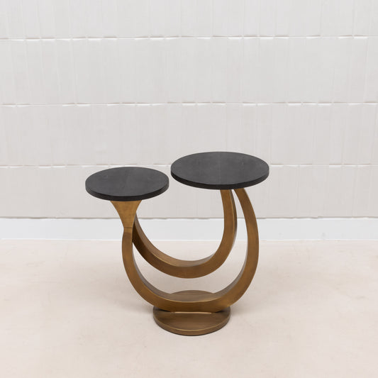 Side Table in Black Shagreen and Bronze Patina Brass by Kifu Paris
