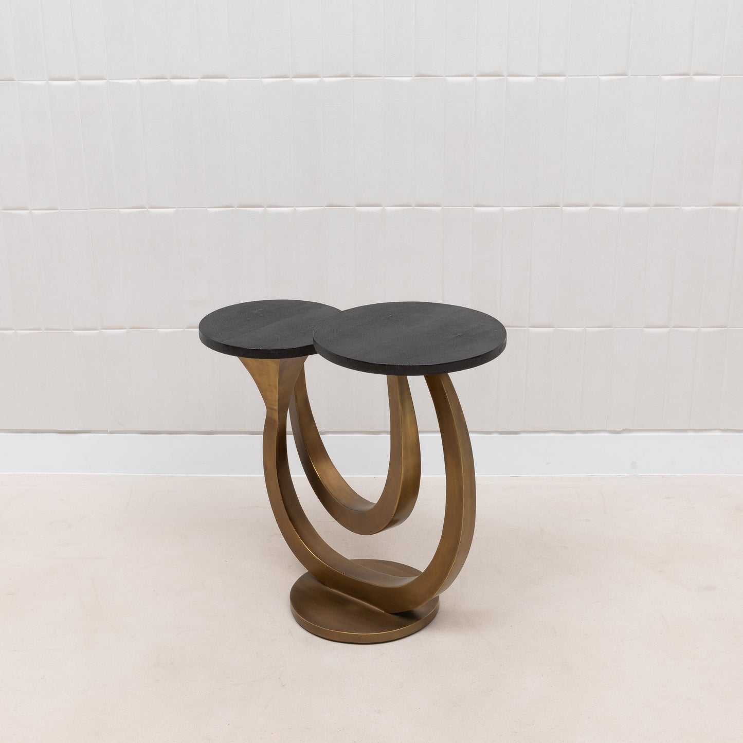 Side Table in Black Shagreen and Bronze Patina Brass by Kifu Paris