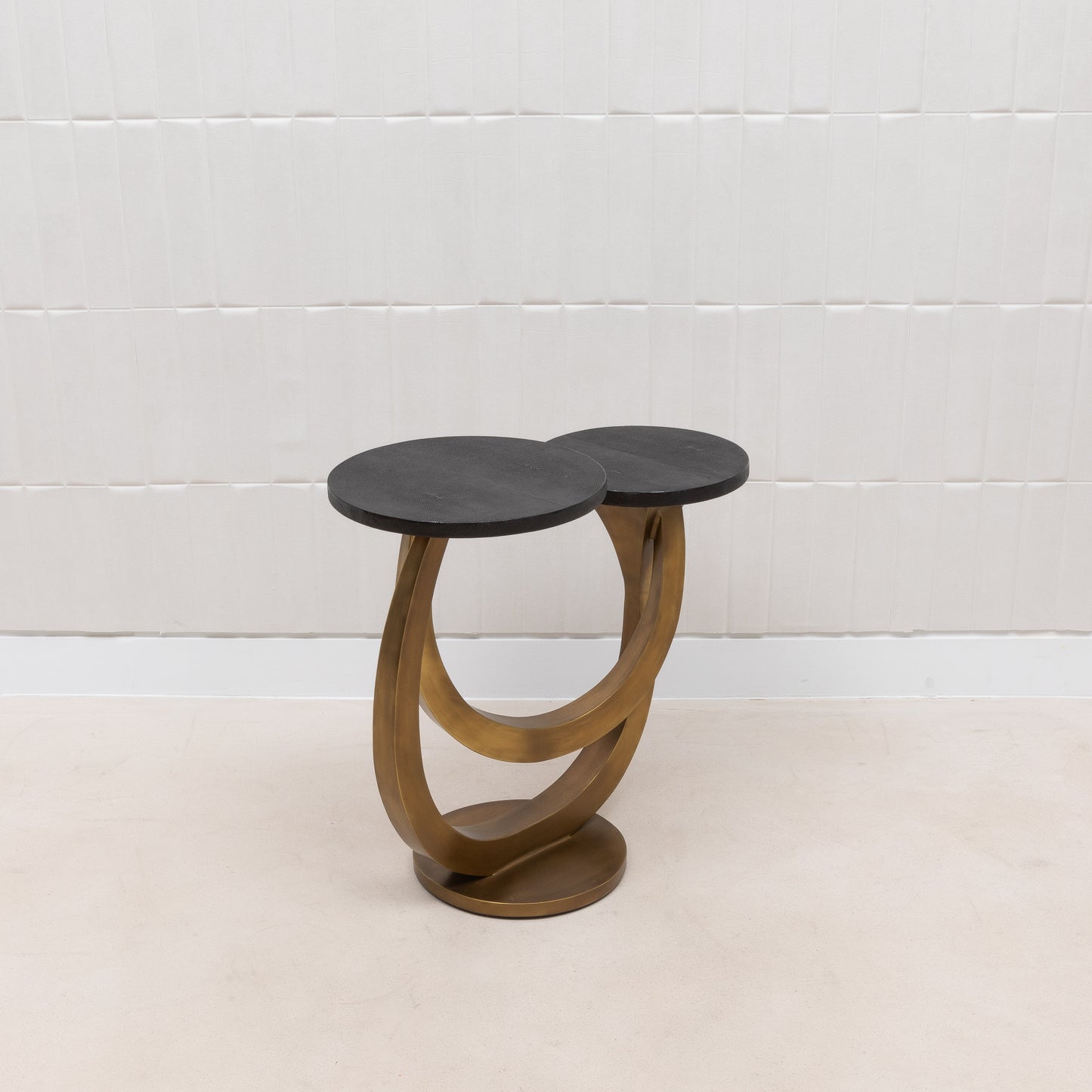 Side Table in Black Shagreen and Bronze Patina Brass by Kifu Paris