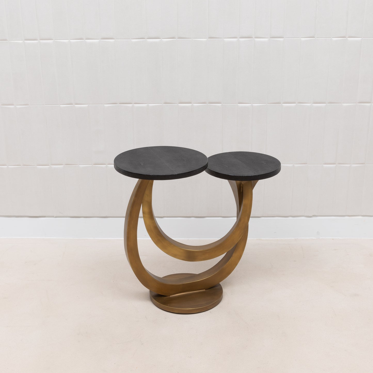 Side Table in Black Shagreen and Bronze Patina Brass by Kifu Paris