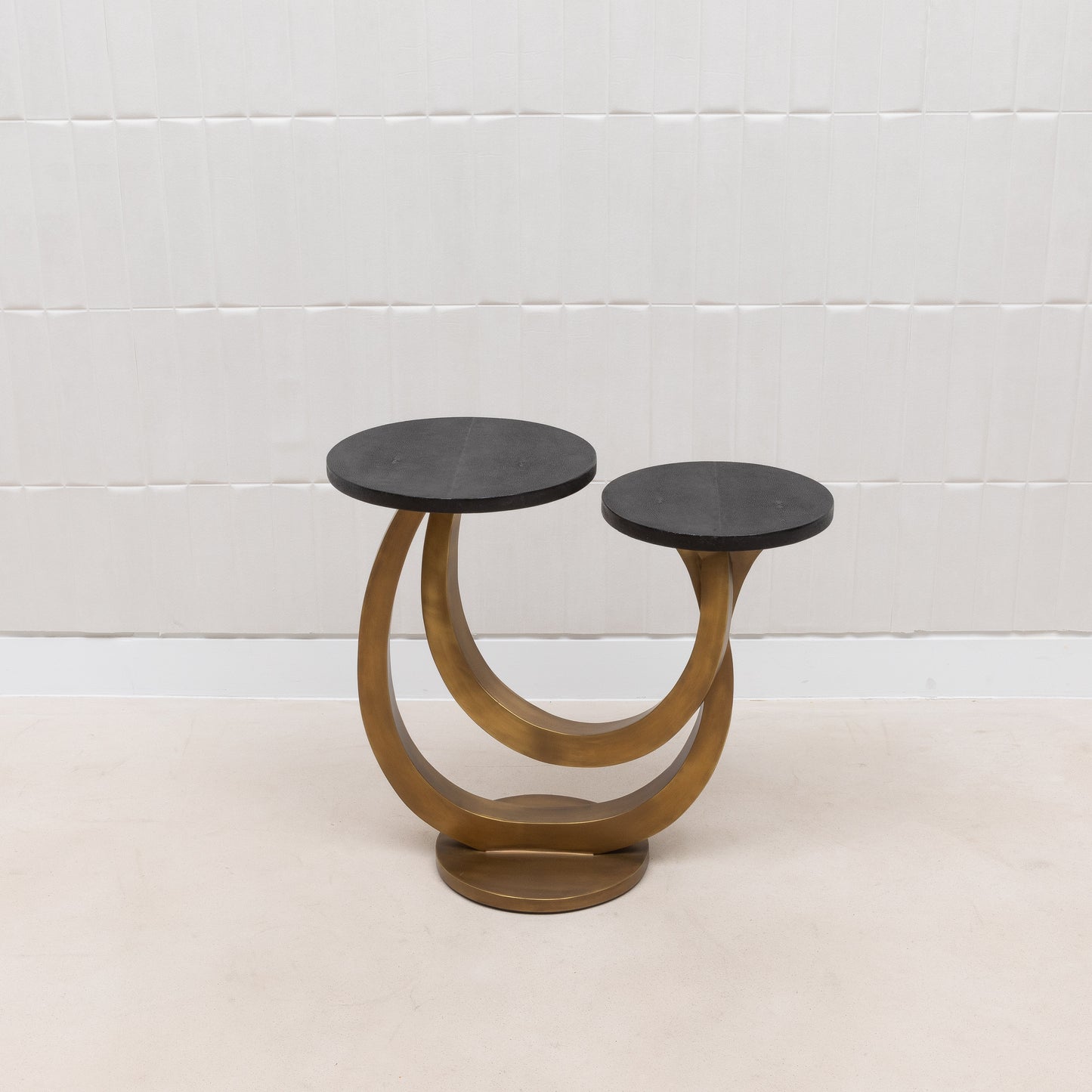 Side Table in Black Shagreen and Bronze Patina Brass by Kifu Paris