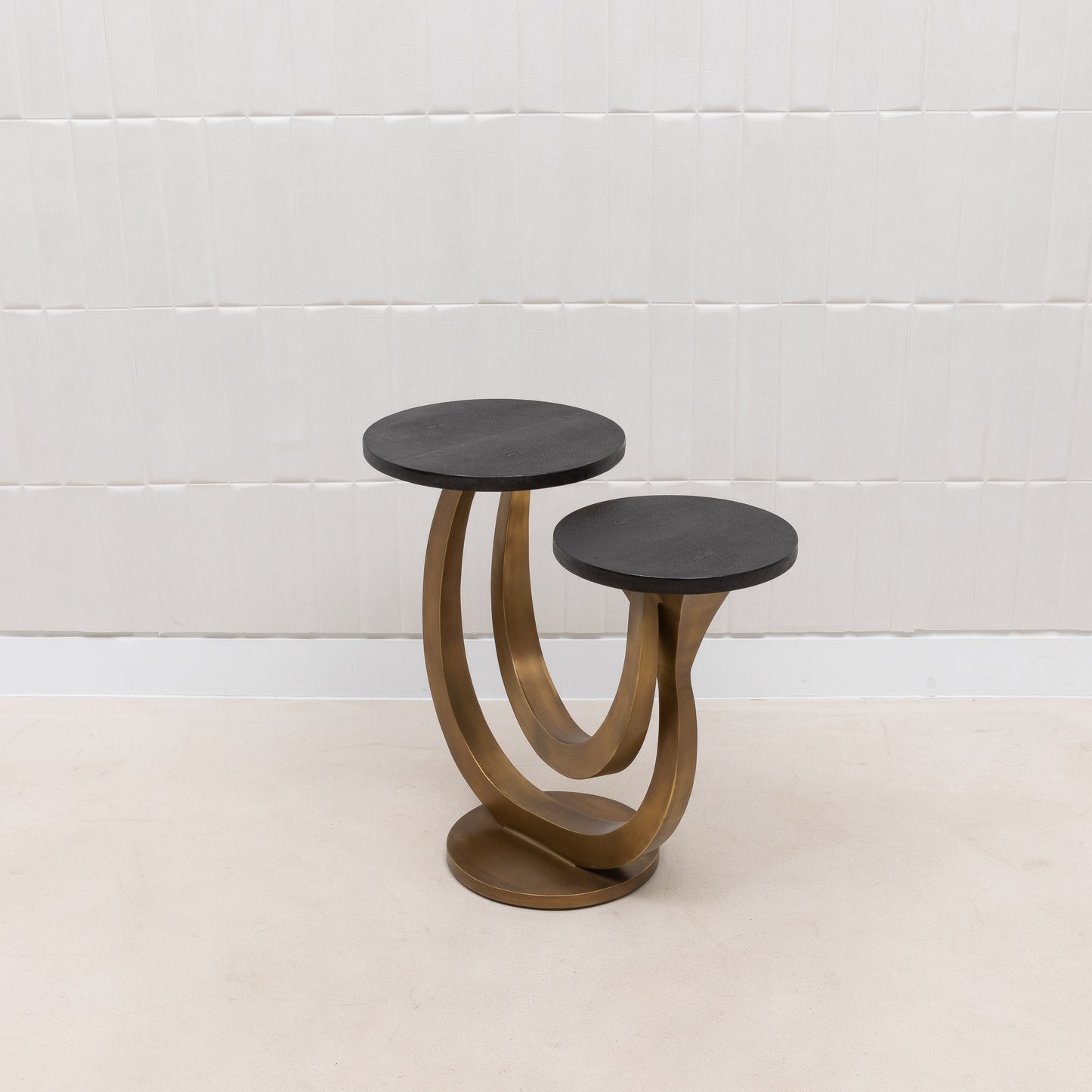 Side Table in Black Shagreen and Bronze Patina Brass by Kifu Paris