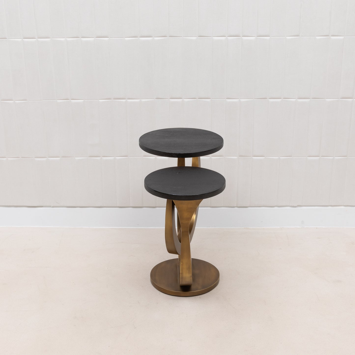 Side Table in Black Shagreen and Bronze Patina Brass by Kifu Paris