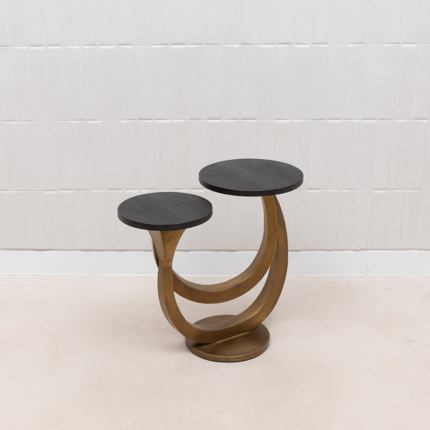 Side Table in Black Shagreen and Bronze Patina Brass by Kifu Paris