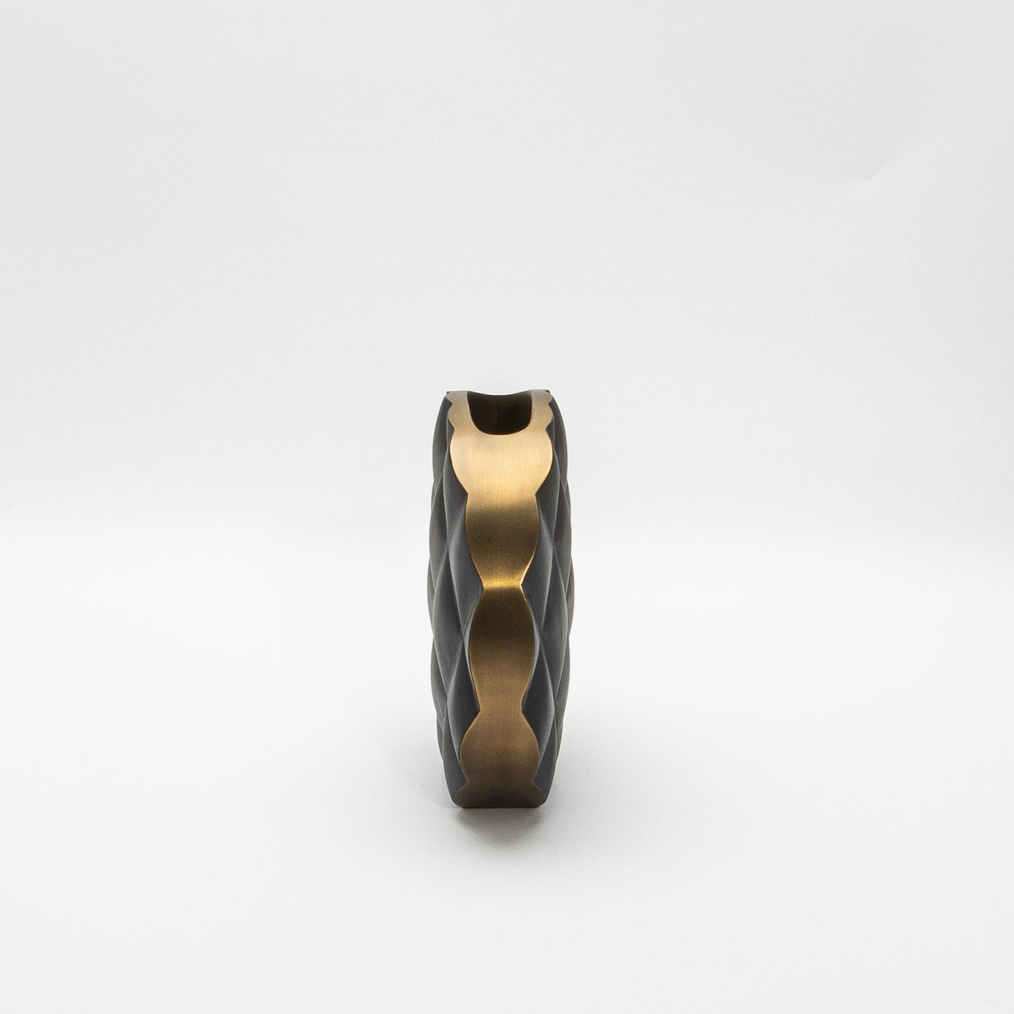 Quilted Vase in Black Oak with Brass by Kifu Paris