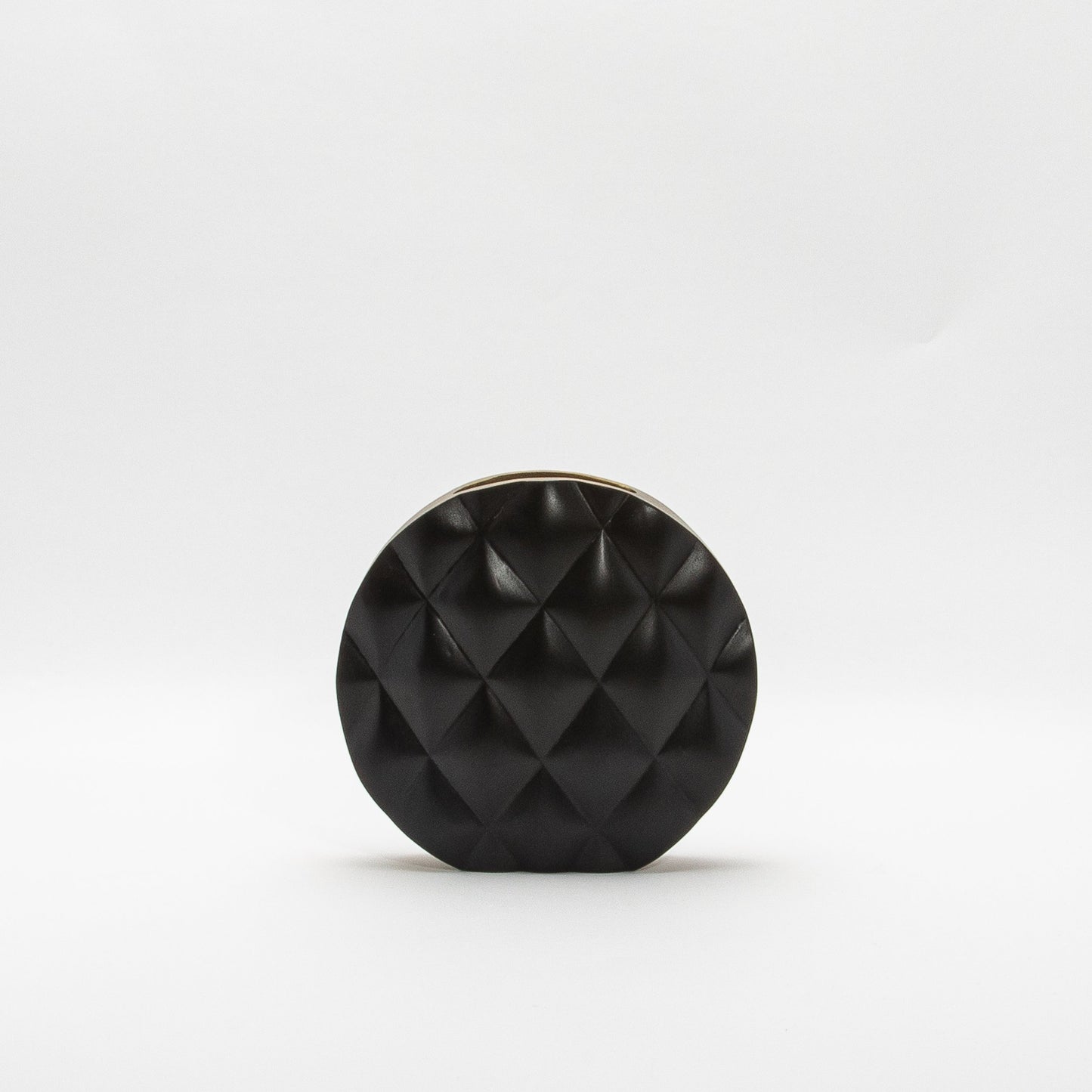 Quilted Vase in Black Oak with Brass by Kifu Paris