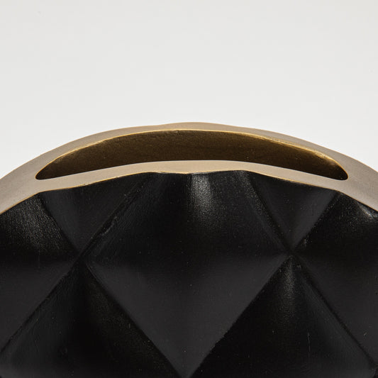 Quilted Vase in Black Oak with Brass by Kifu Paris