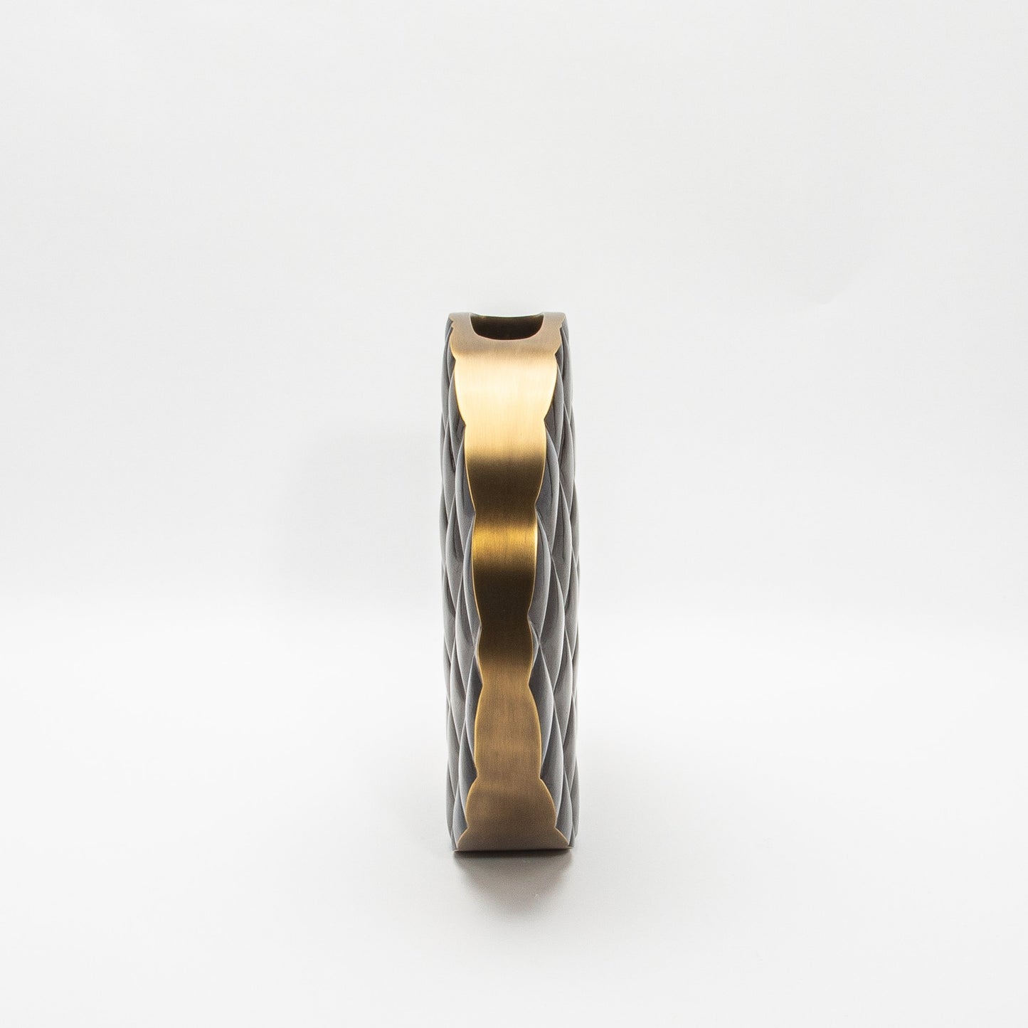 Quilted Vase in Black Shell with Brass by KIFU Paris