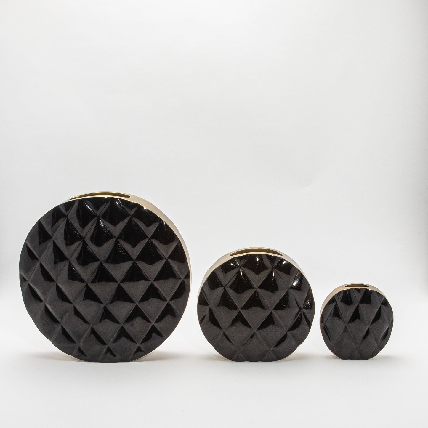 Quilted Vase in Black Shell with Brass by KIFU Paris