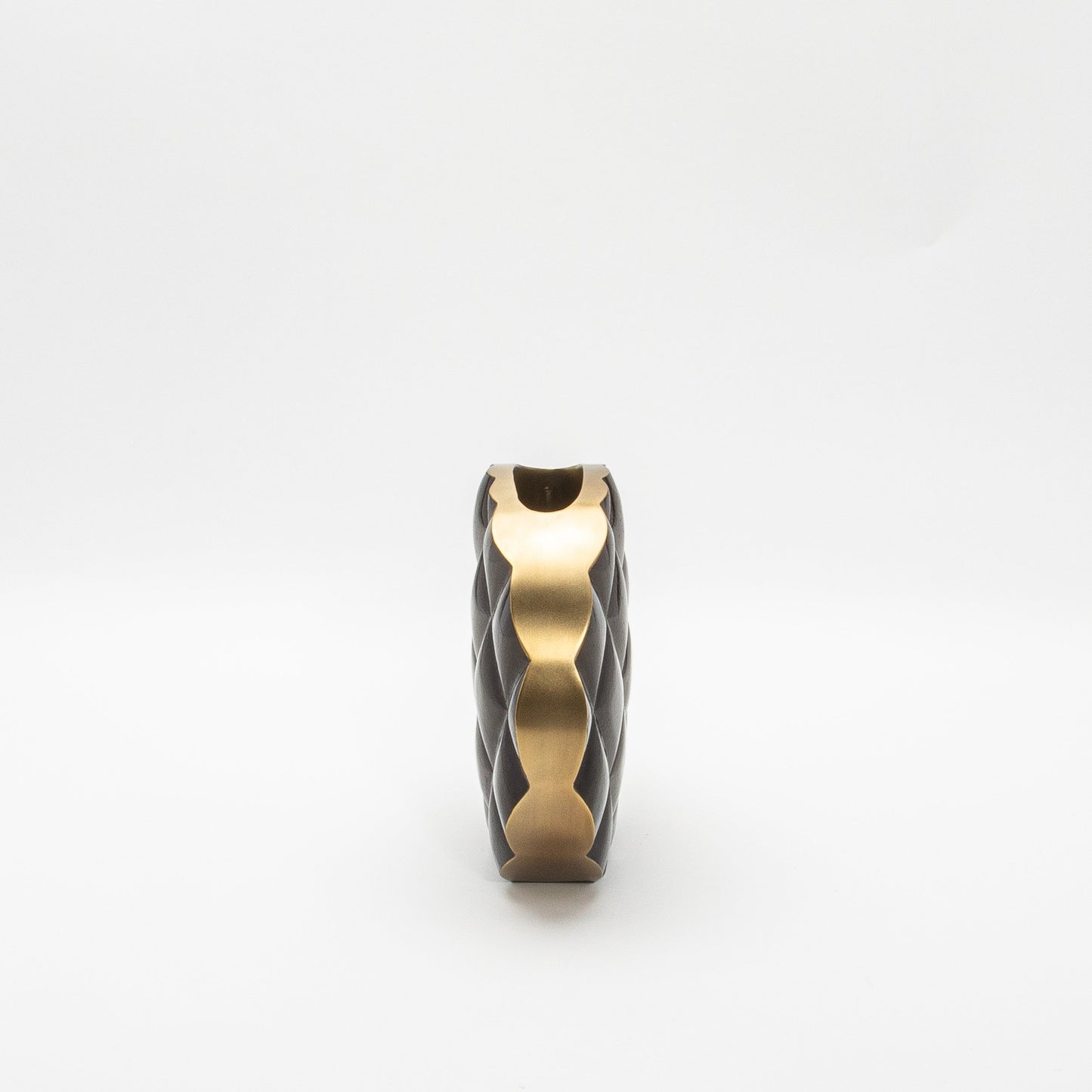 Quilted Vase in Black Shell with Brass by KIFU Paris