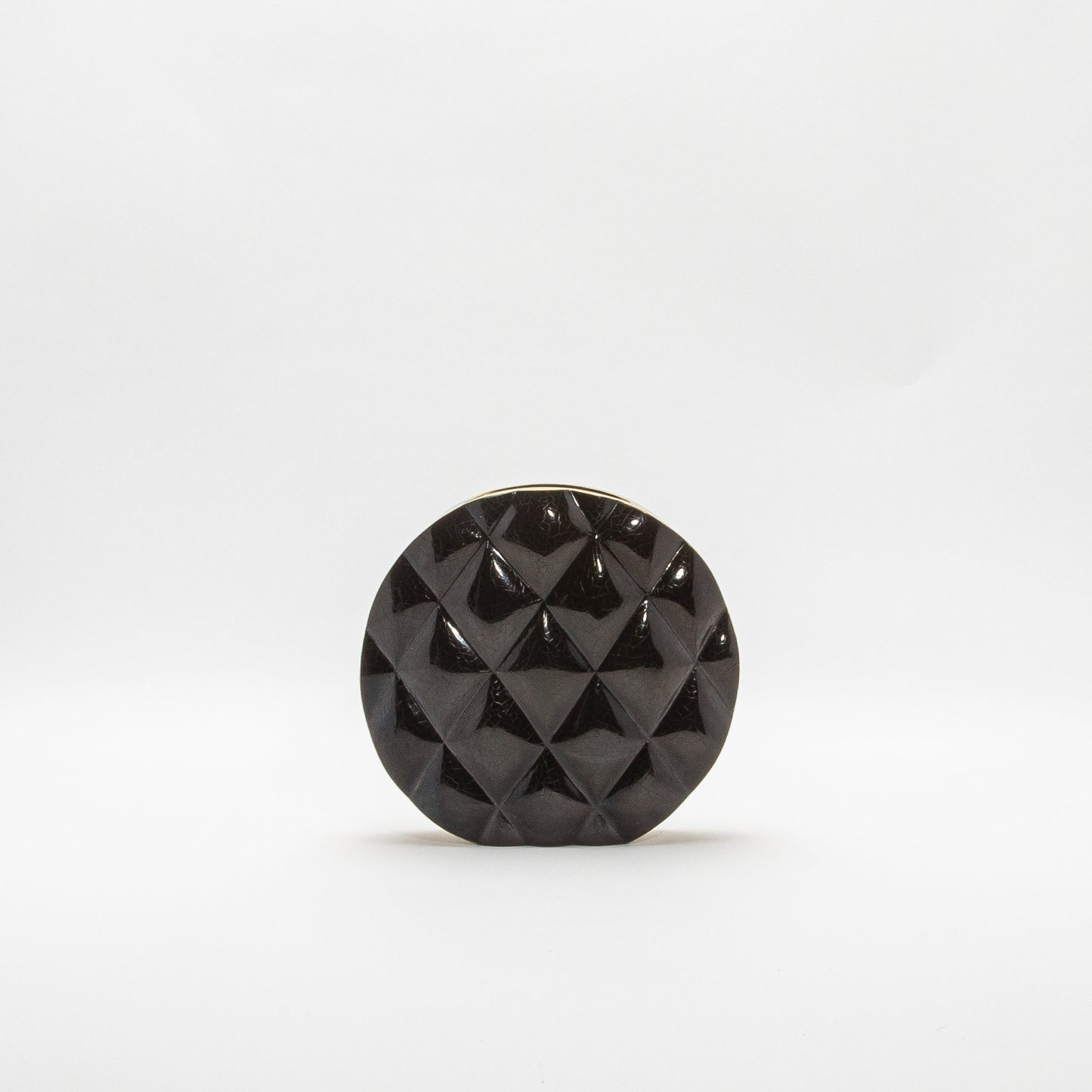 Quilted Vase in Black Shell with Brass by KIFU Paris
