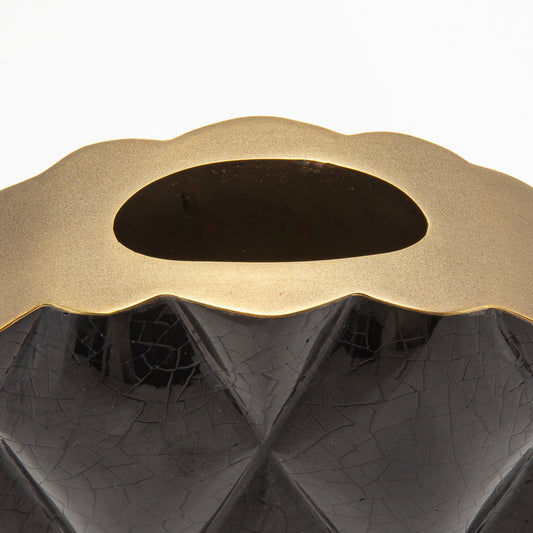 Quilted Vase in Black Shell with Brass by KIFU Paris