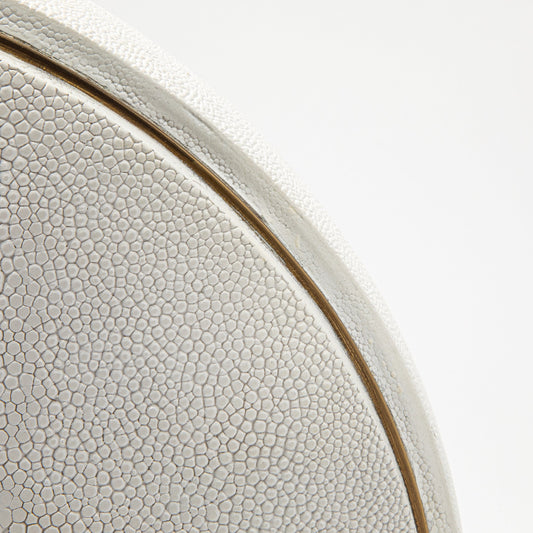 Vase in White Shagreen with Brass by R&Y Augousti