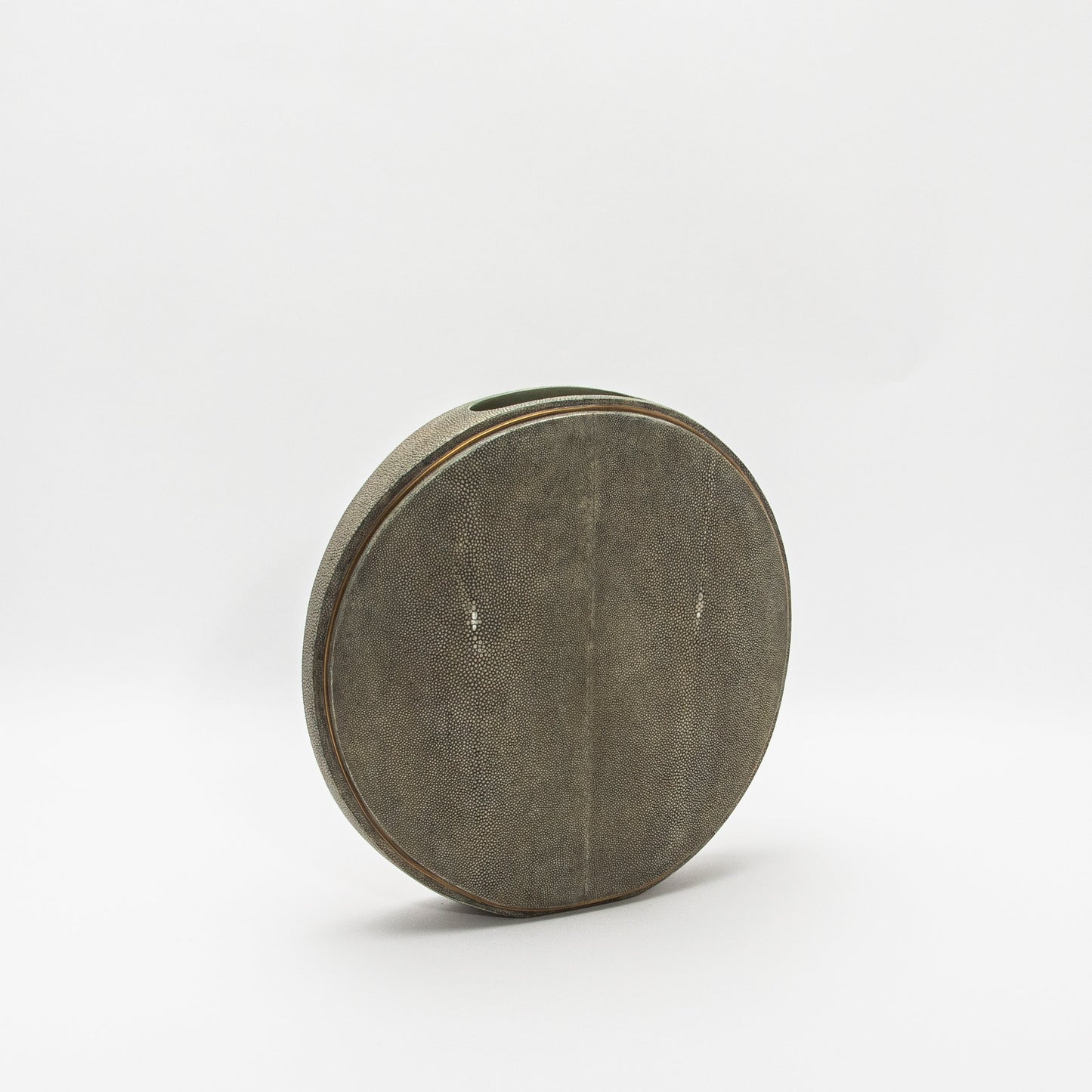 Vase in Grey Shagreen with Brass by R&Y Augousti