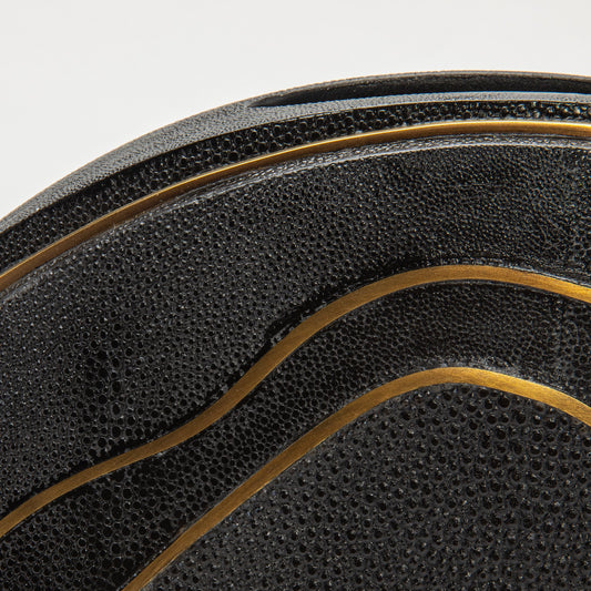 Vase in Black Shagreen with Brass by R&Y Augousti