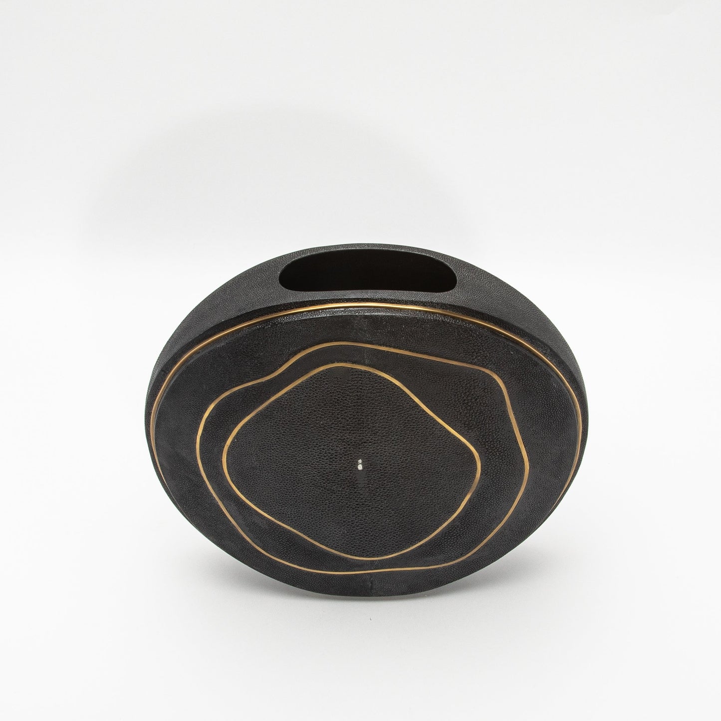 Vase in Black Shagreen with Brass by R&Y Augousti
