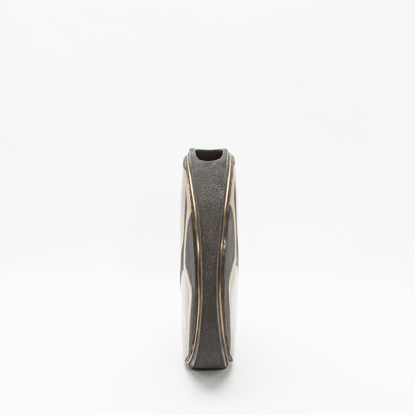 Vase in Black Shagreen, Shell, and Brass by R&Y Augousti
