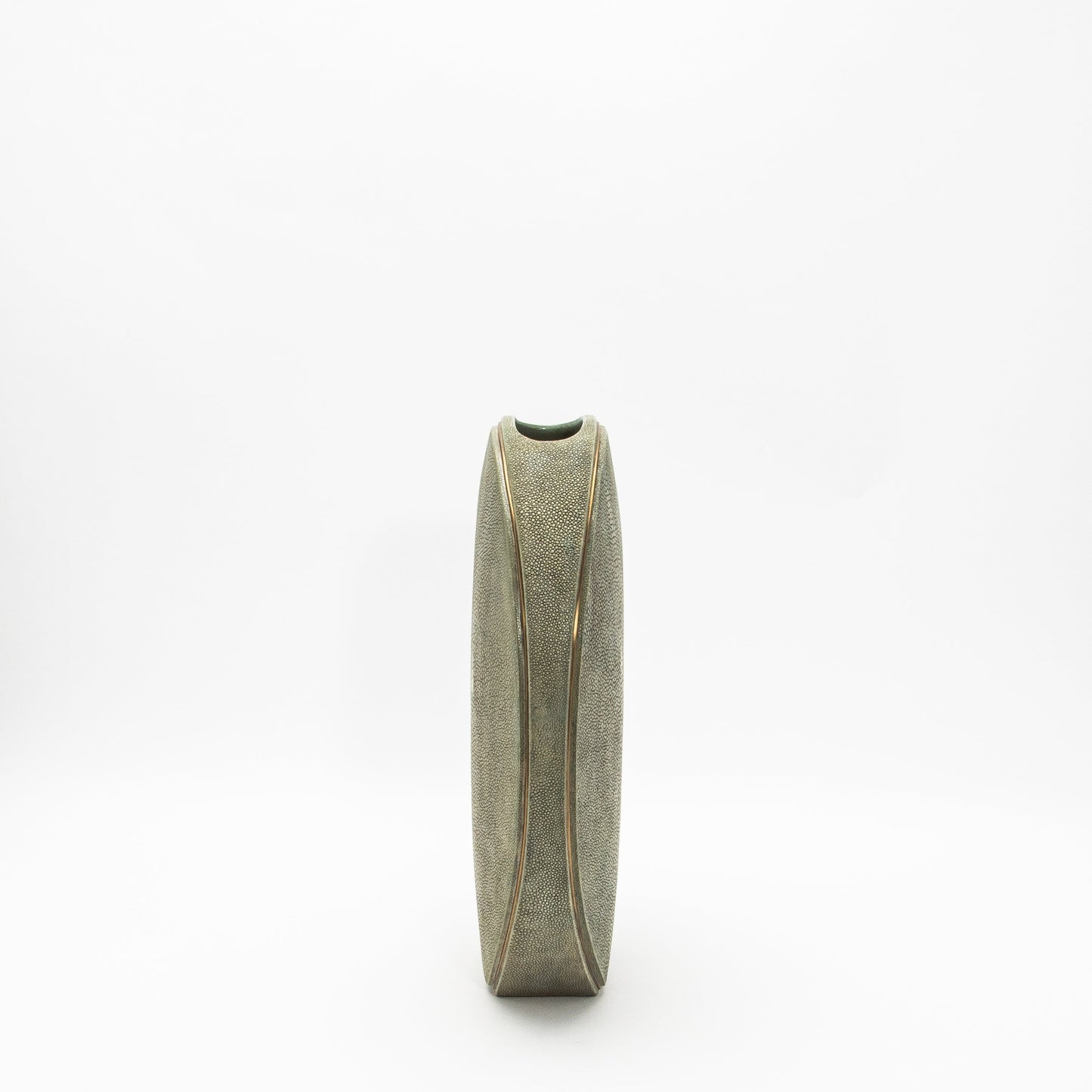 Vase in Grey Shagreen with Brass by R&Y Augousti