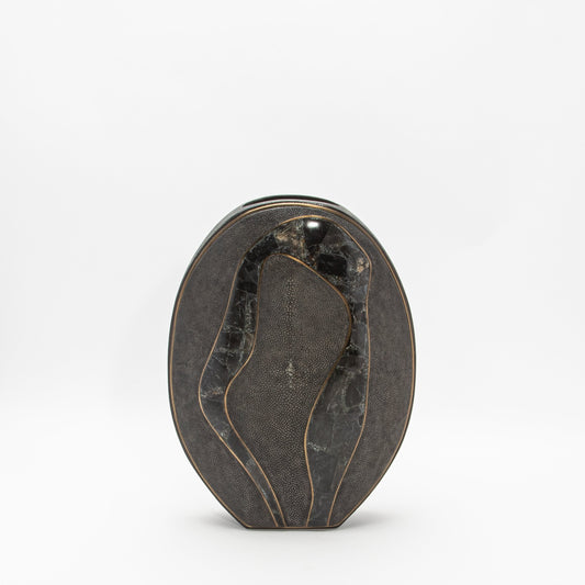 Vase in Grey Shagreen, Quartz, and Brass by R&Y Augousti