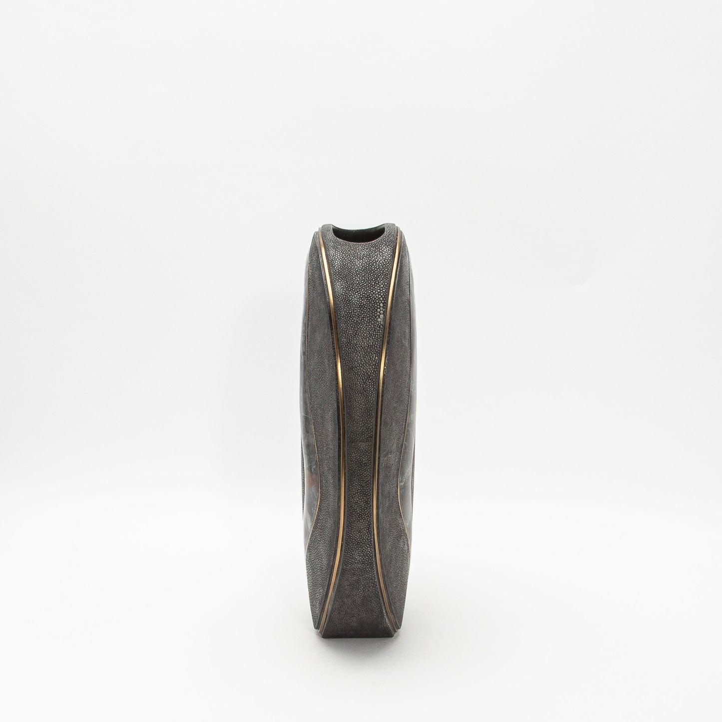 Vase in Grey Shagreen, Quartz, and Brass by R&Y Augousti