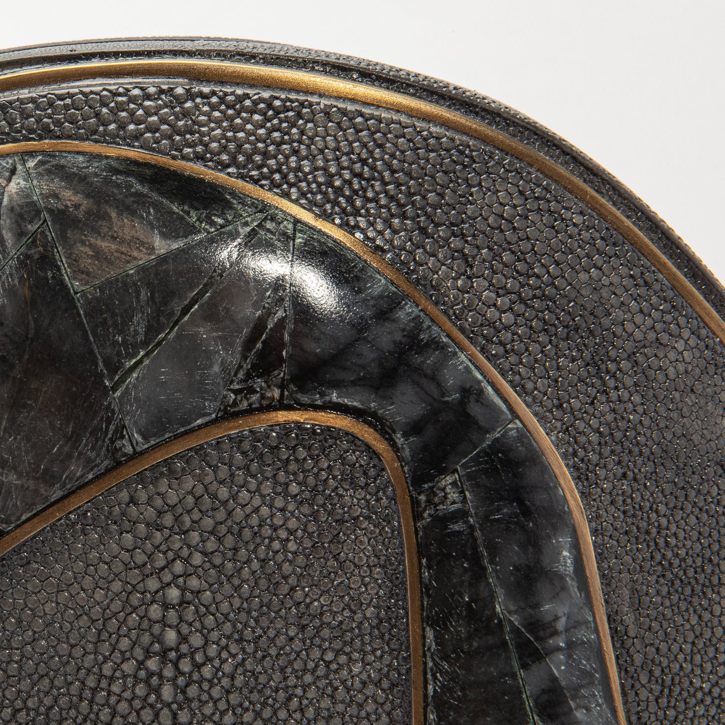 Vase in Grey Shagreen, Quartz, and Brass by R&Y Augousti