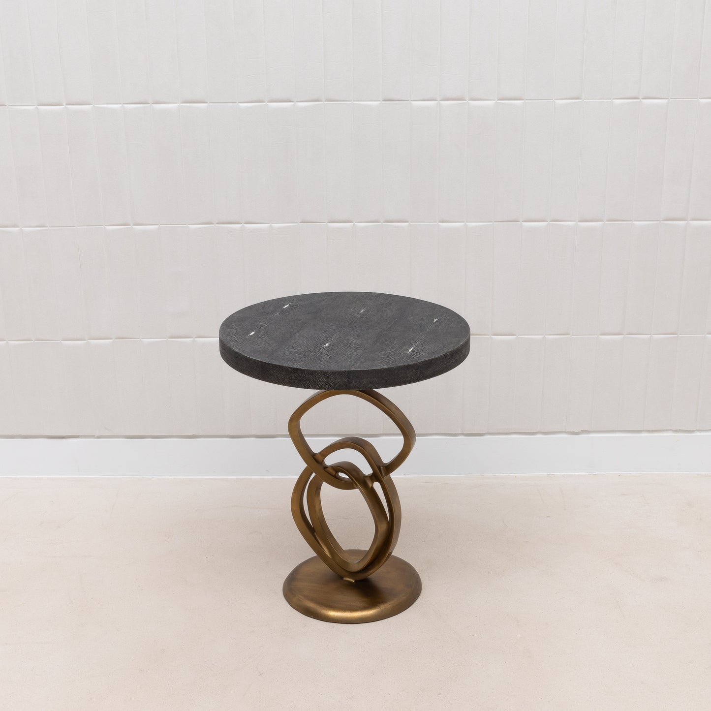 Side Table in Coal Black Shagreen with Bronze Patina Brass by Kifu Paris