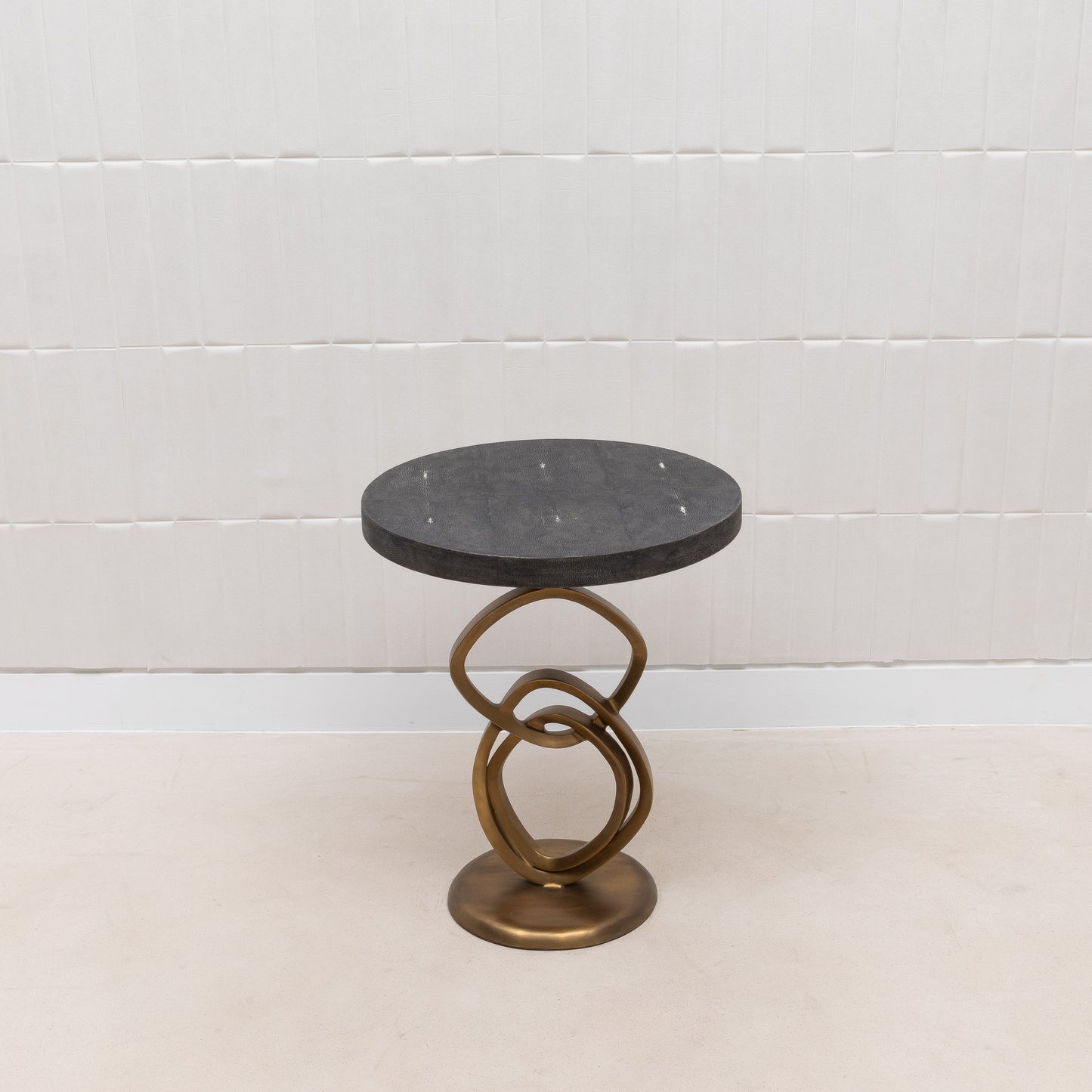 Side Table in Coal Black Shagreen with Bronze Patina Brass by Kifu Paris