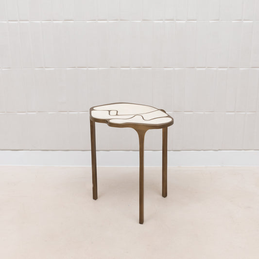 Side Table in Antique Natural Shagreen with Bronze Patina Brass by R&Y Augousti