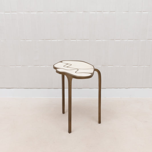 Side Table in Antique Natural Shagreen with Bronze Patina Brass by R&Y Augousti