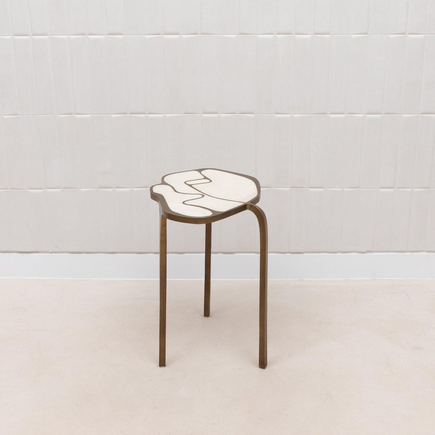 Side Table in Antique Natural Shagreen with Bronze Patina Brass by R&Y Augousti