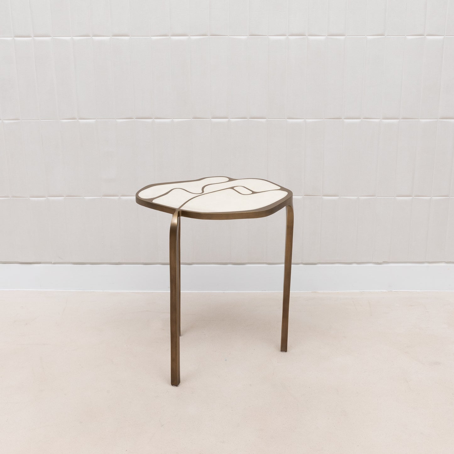 Side Table in Antique Natural Shagreen with Bronze Patina Brass by R&Y Augousti