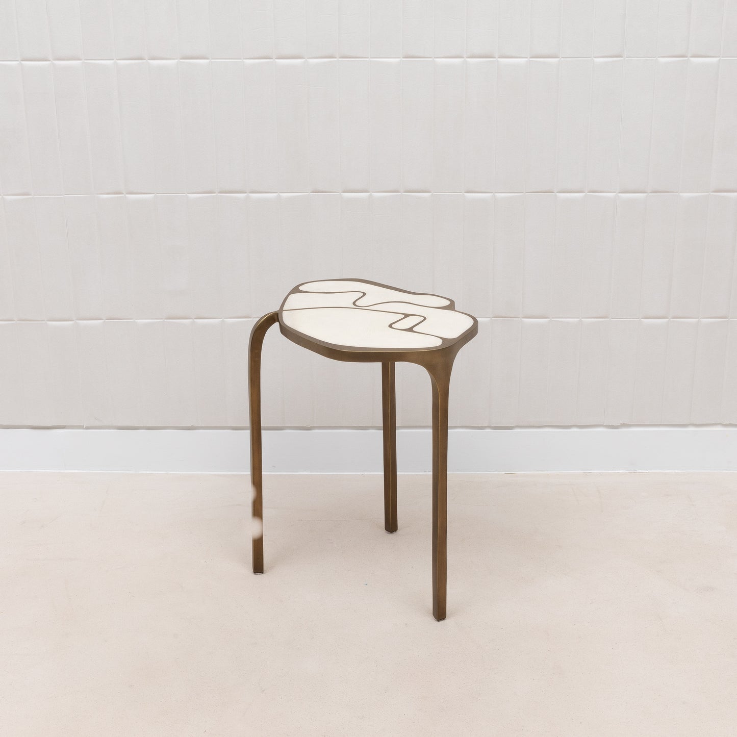 Side Table in Antique Natural Shagreen with Bronze Patina Brass by R&Y Augousti