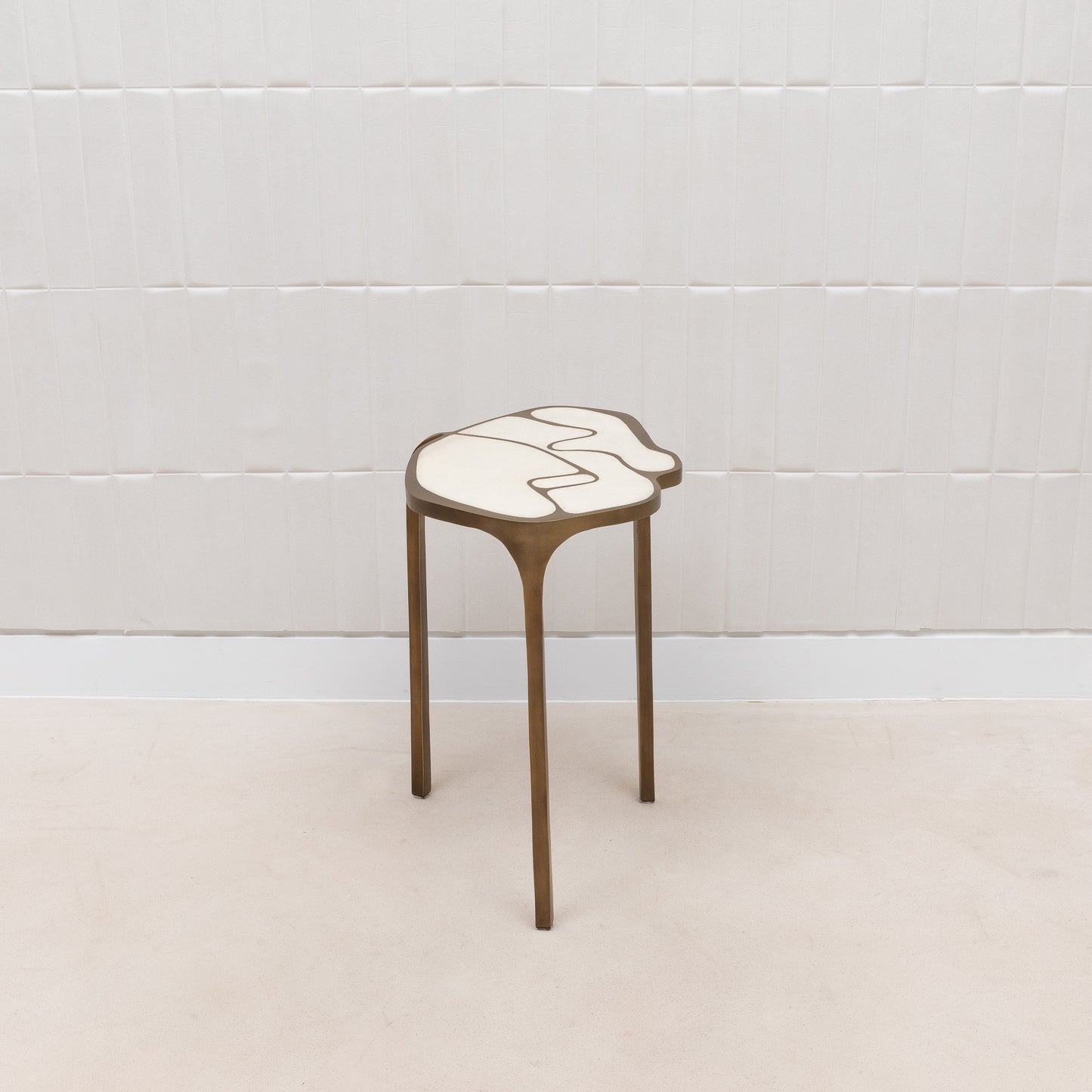 Side Table in Antique Natural Shagreen with Bronze Patina Brass by R&Y Augousti