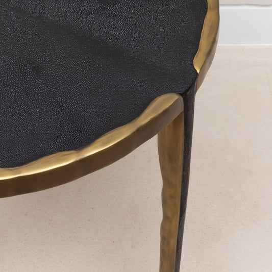 Pair of Side Tables in Black Shagreen with Bronze Patina Brass by R&Y Augousti
