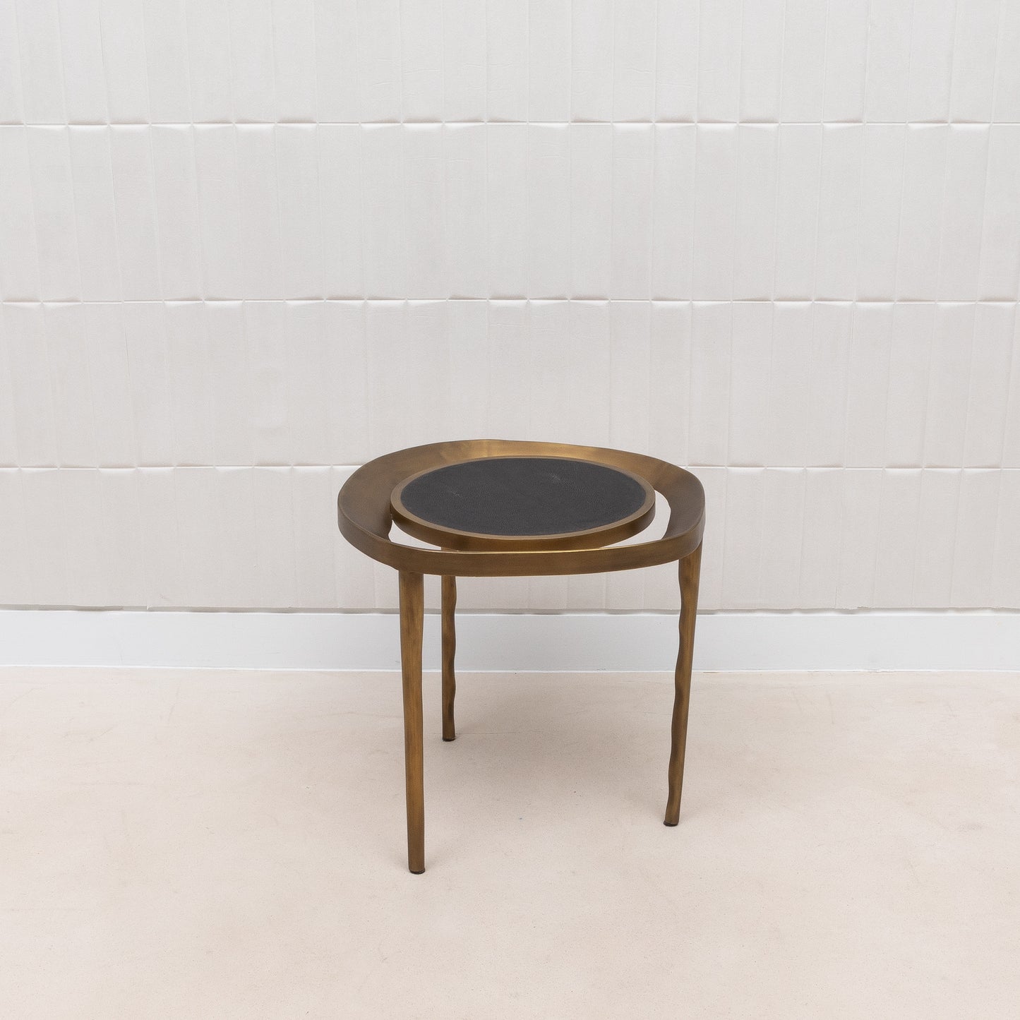 Side Table in Black Shagreen with Bronze Patina Brass by R&Y Augousti