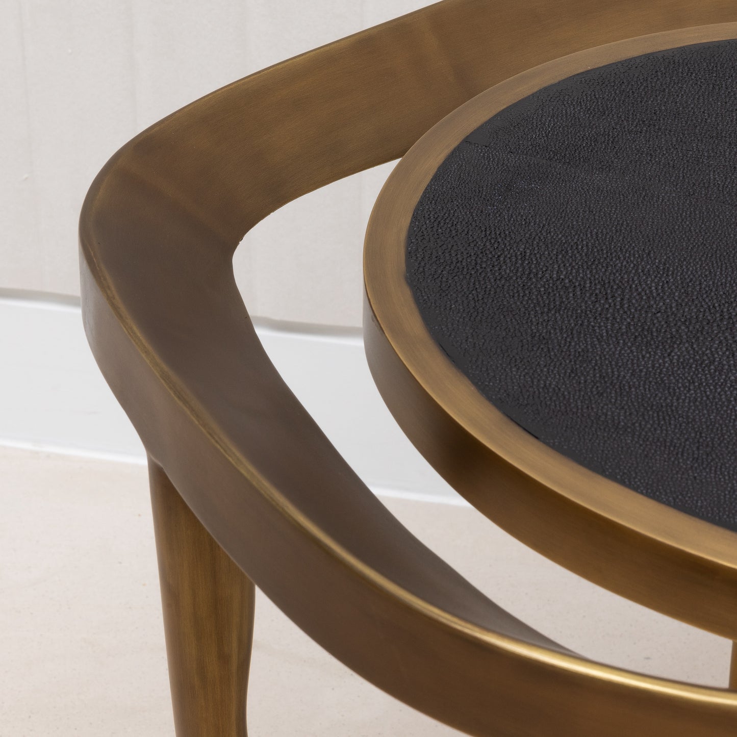Side Table in Black Shagreen with Bronze Patina Brass by R&Y Augousti