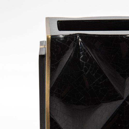 Quilted Vase in Black Shell with Brass by KIFU Paris