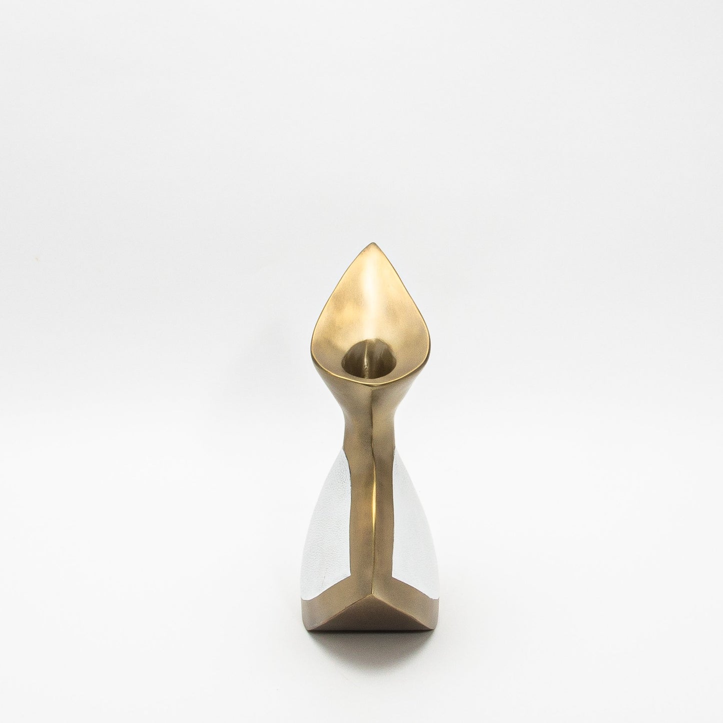 Sculptural Vase in White Shagreen and Brass by R&Y Augousti